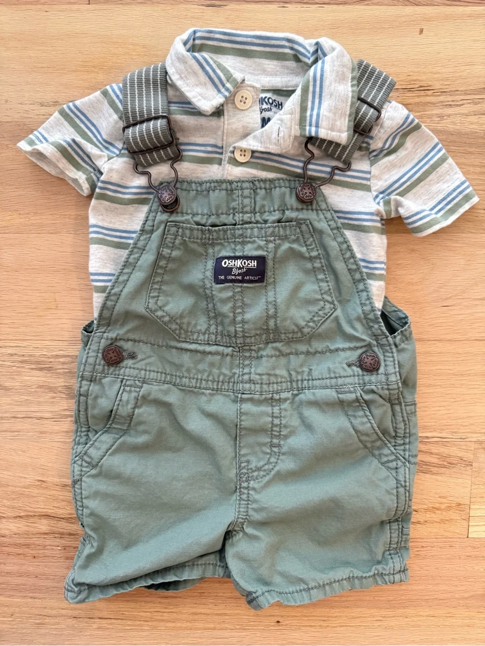 OshKosh B'gosh Toddler Sage Green Short Overalls